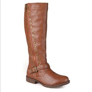 NWOT Journee Studded Red Zipper Riding Boots
